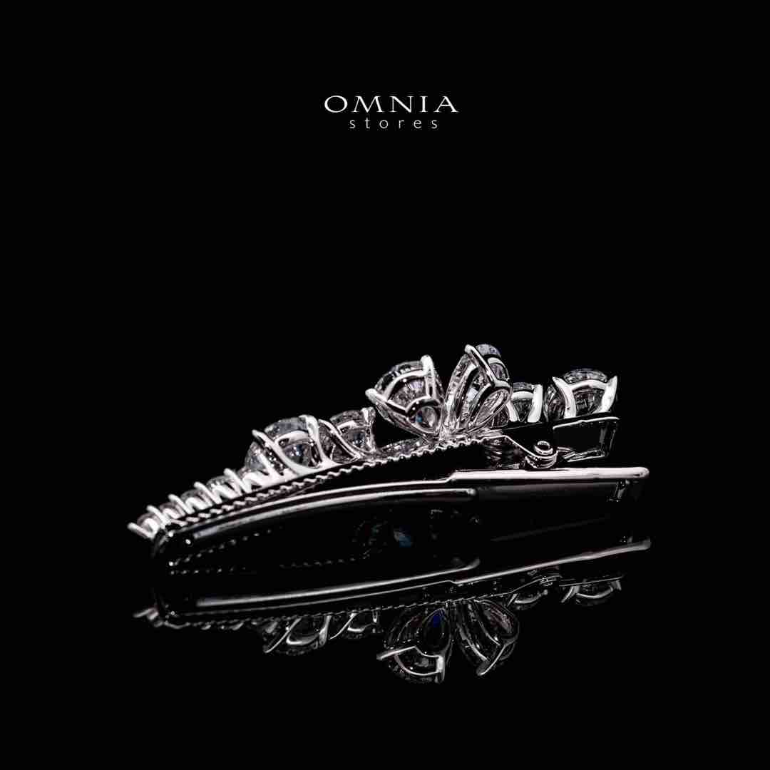 Omnia Asah White Floral Hair Clip In 925 Silver High Quality Lab Crafted Stones - OMNIASTORES UAE