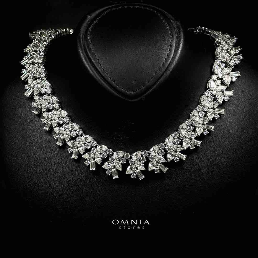 Omnia Farheen White Necklace In 925 Silver High Quality Caertified Lab Crafted Stones - OMNIASTORES UAE