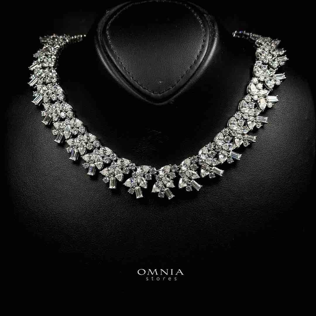 Omnia Farheen White Necklace In 925 Silver High Quality Caertified Lab Crafted Stones - OMNIASTORES UAE