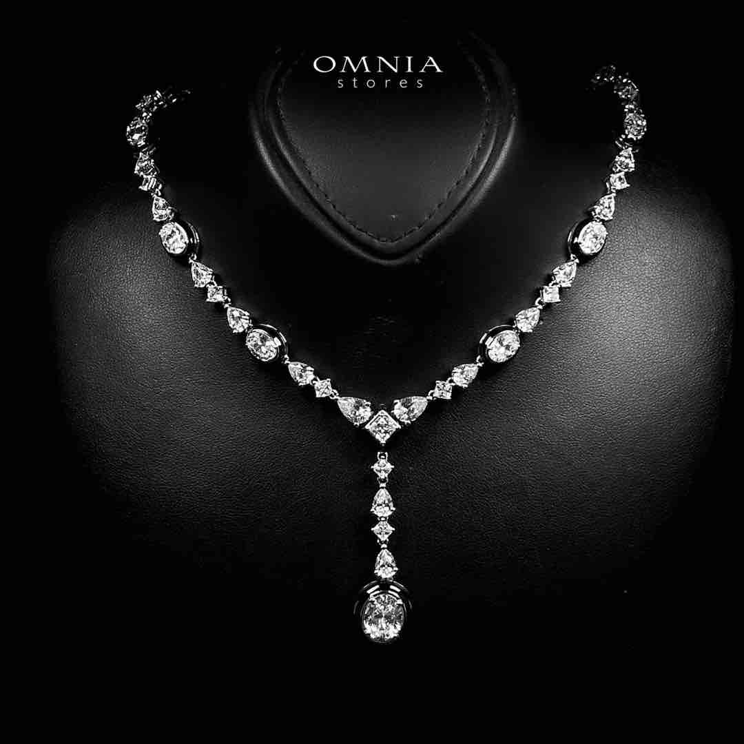 Omnia Layn White and Black Necklace In 925 Silver High Quality Certified Lab Crafted Stones - OMNIASTORES UAE