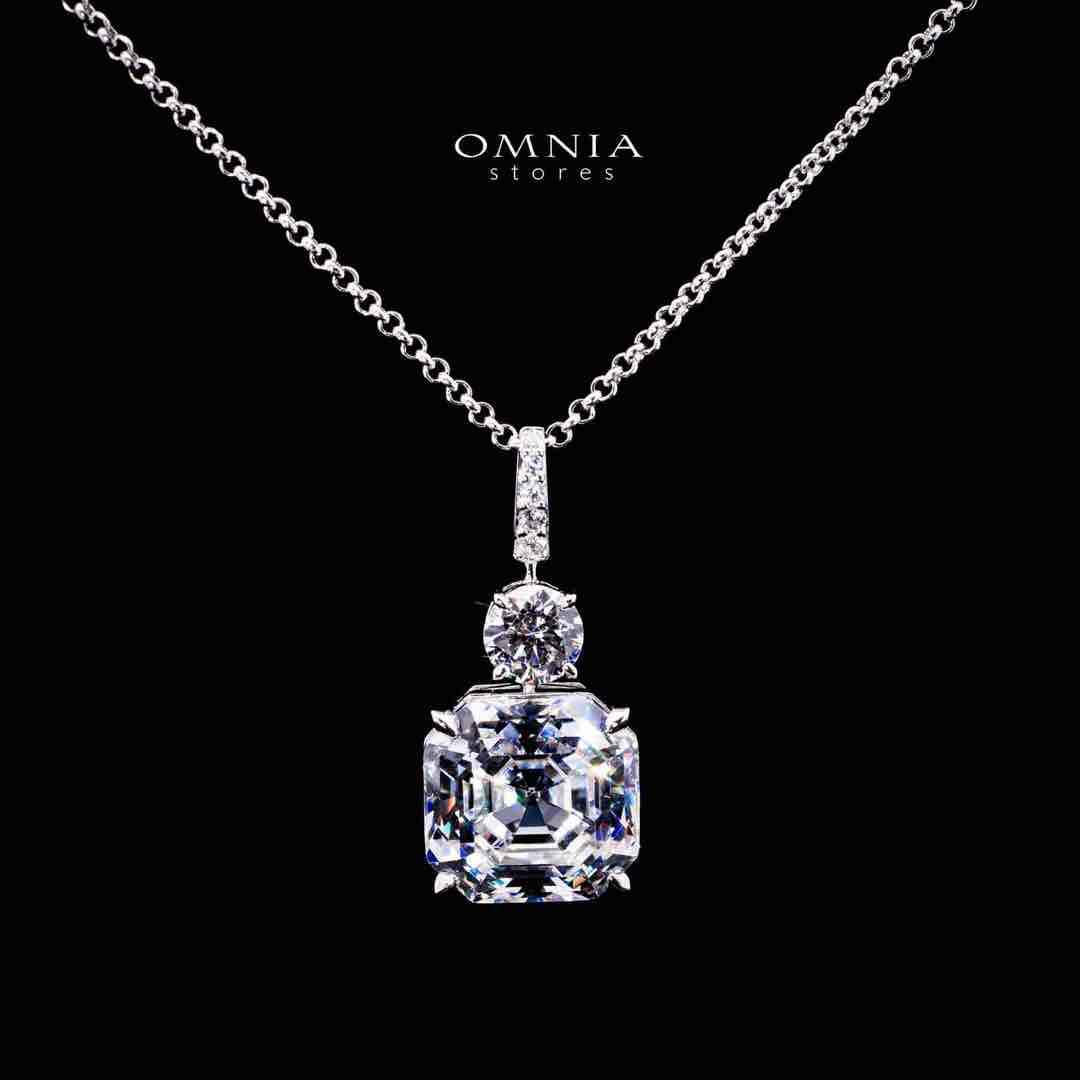 Omnia Lamya White Pendant Necklace In 925 Silver High Quality Certified Red Lab Crafted Stones - OMNIASTORES UAE