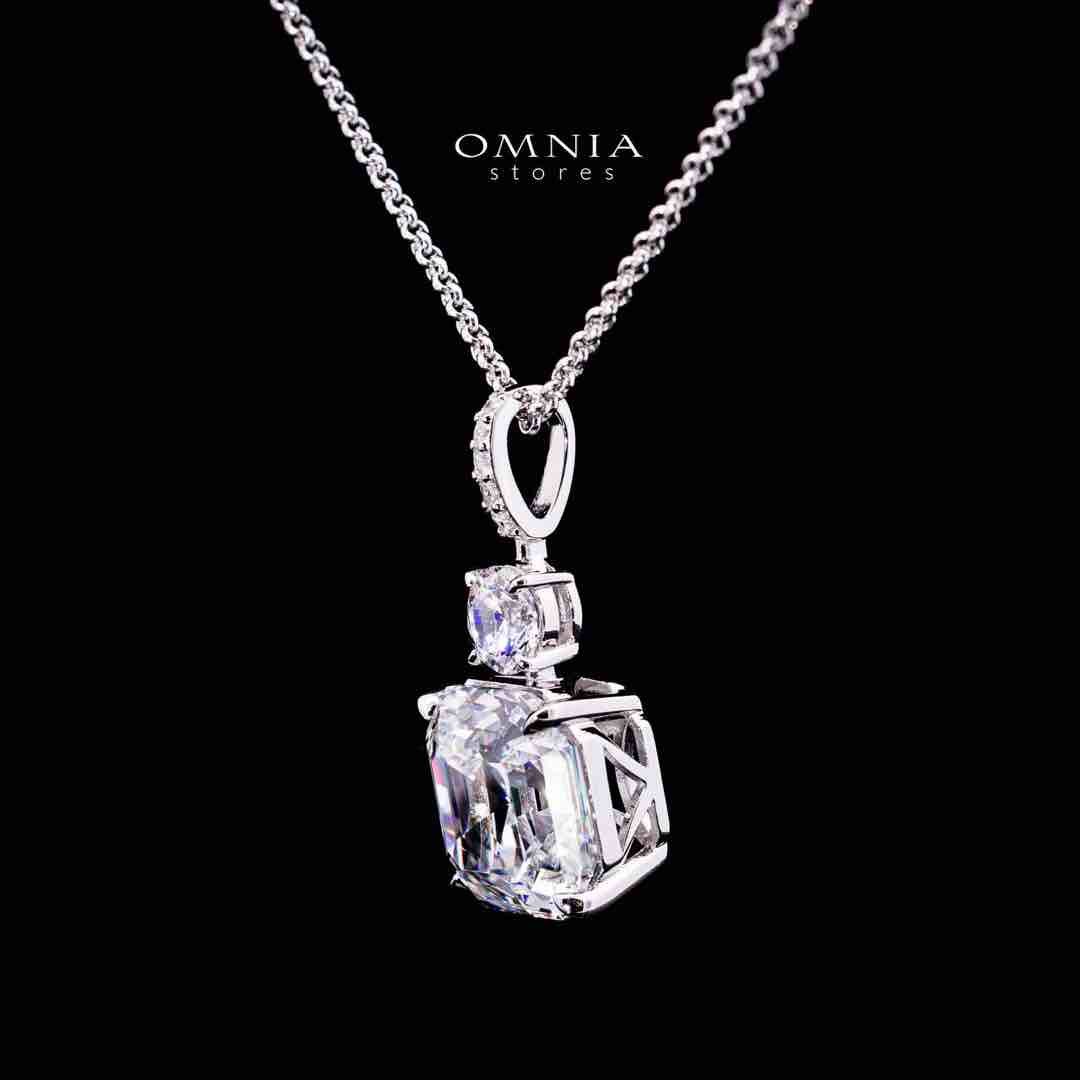 Omnia Lamya White Pendant Necklace In 925 Silver High Quality Certified Red Lab Crafted Stones - OMNIASTORES UAE
