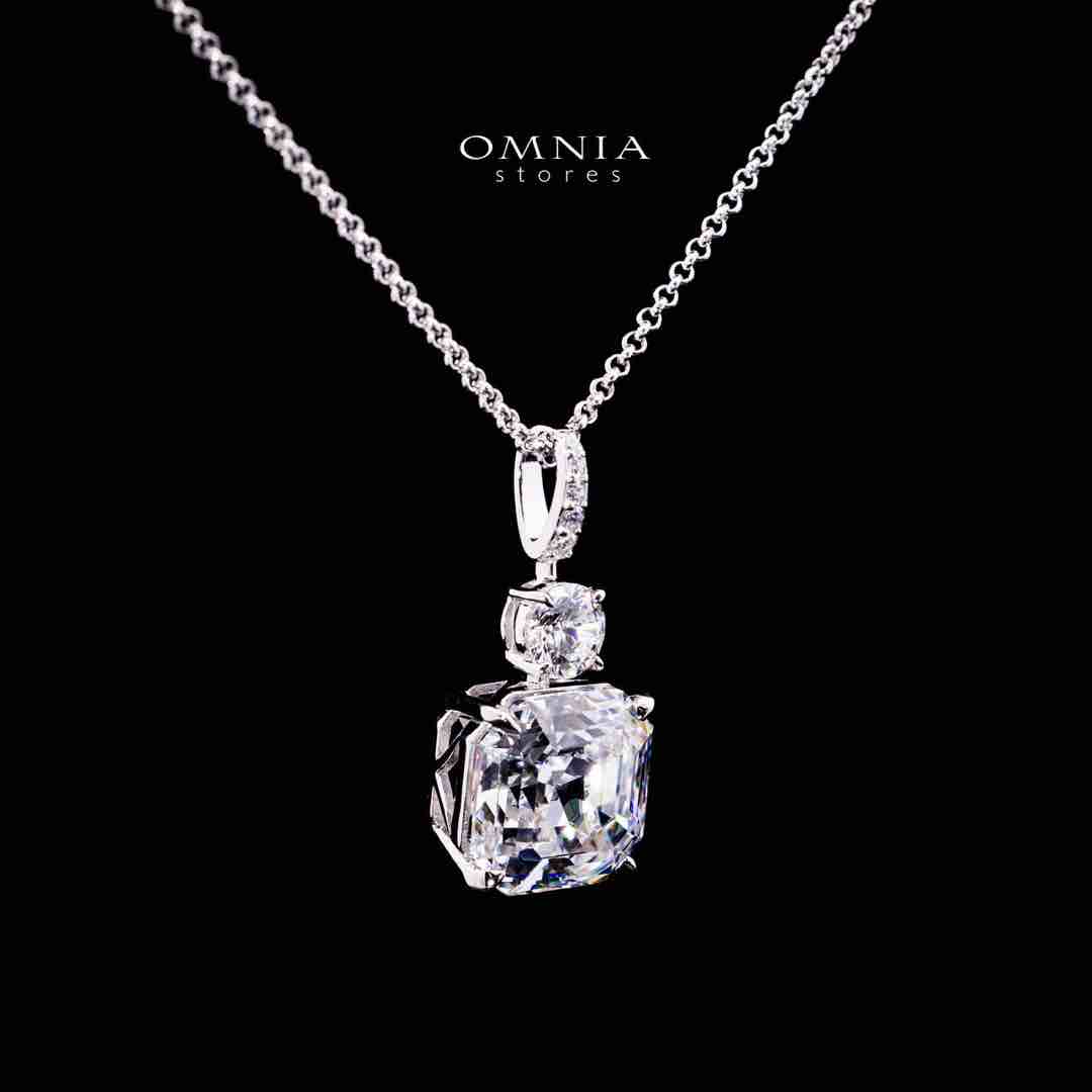 Omnia Lamya White Pendant Necklace In 925 Silver High Quality Certified Red Lab Crafted Stones - OMNIASTORES UAE