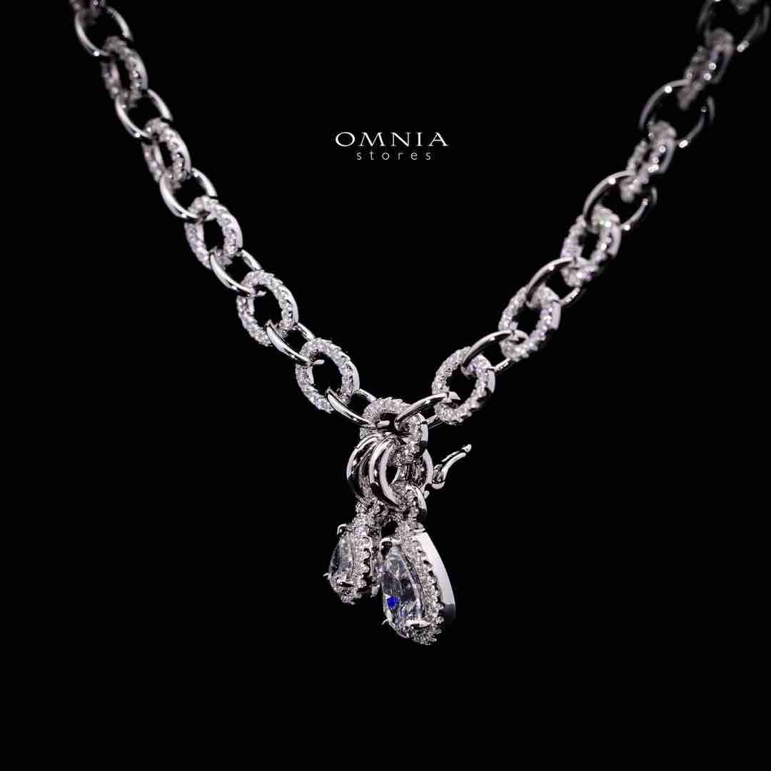 Omnia Madeeha White Pendant Necklace In 925 Silver High Quality Certified Lab Crafted Stones - OMNIASTORES UAE