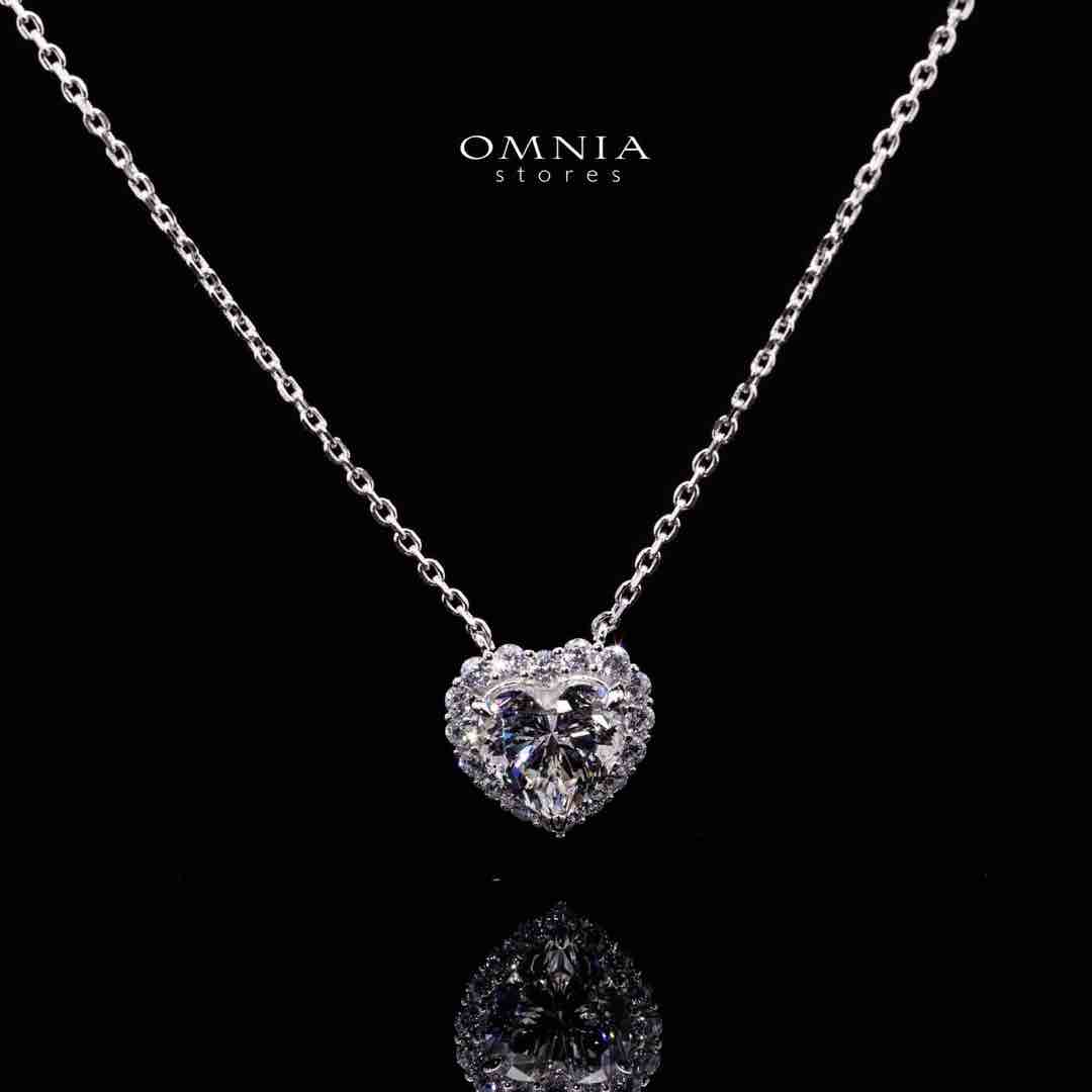 Omnia Mahreen White Heart Pendant Necklace In 925 Silver High Quality Certified Lab Crafted Stones - OMNIASTORES UAE