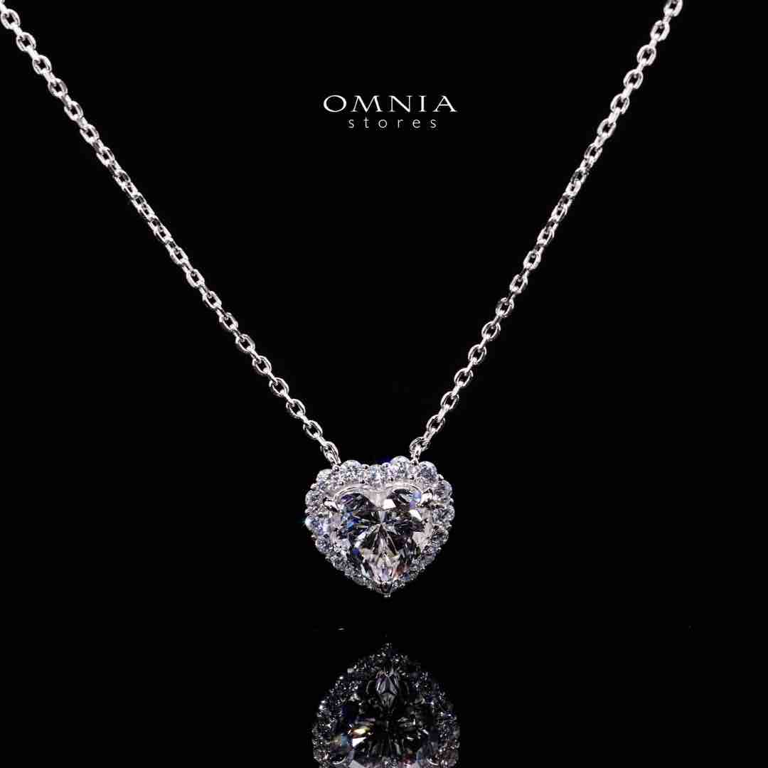 Omnia Mahreen White Heart Pendant Necklace In 925 Silver High Quality Certified Lab Crafted Stones - OMNIASTORES UAE