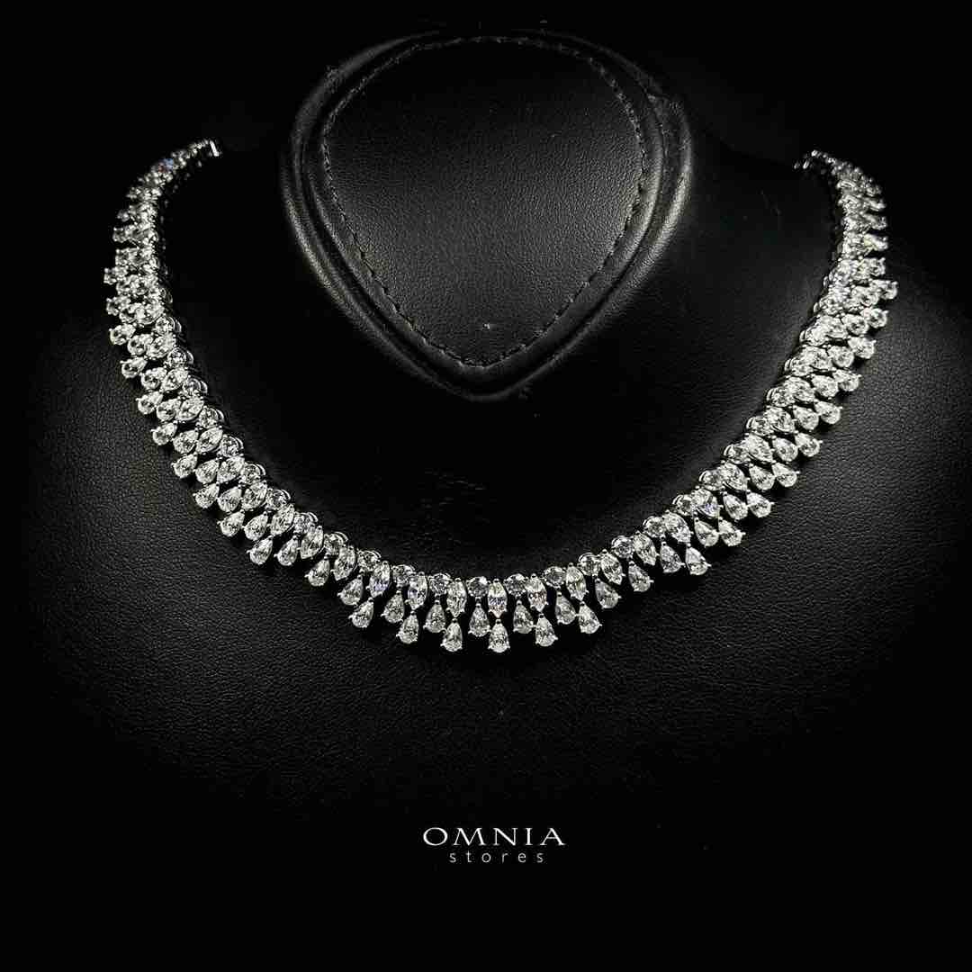 Omnia Falak White Necklace In 925 Silver High Quality Caertified Lab Crafted Stones - OMNIASTORES UAE