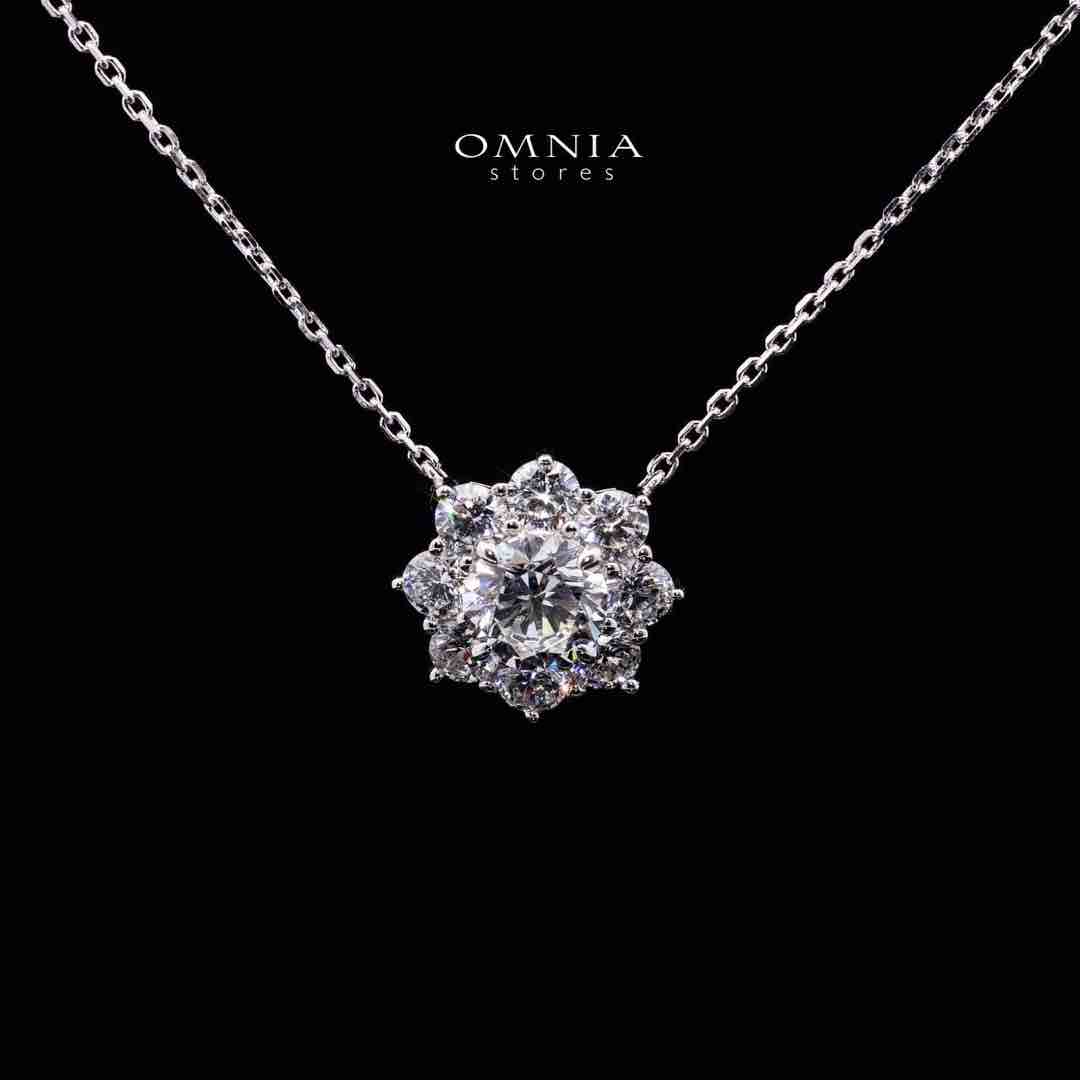 Omnia Maheen White Floral Pendant Necklace In 925 Silver High Quality Certified Lab Crafted Stones - OMNIASTORES UAE