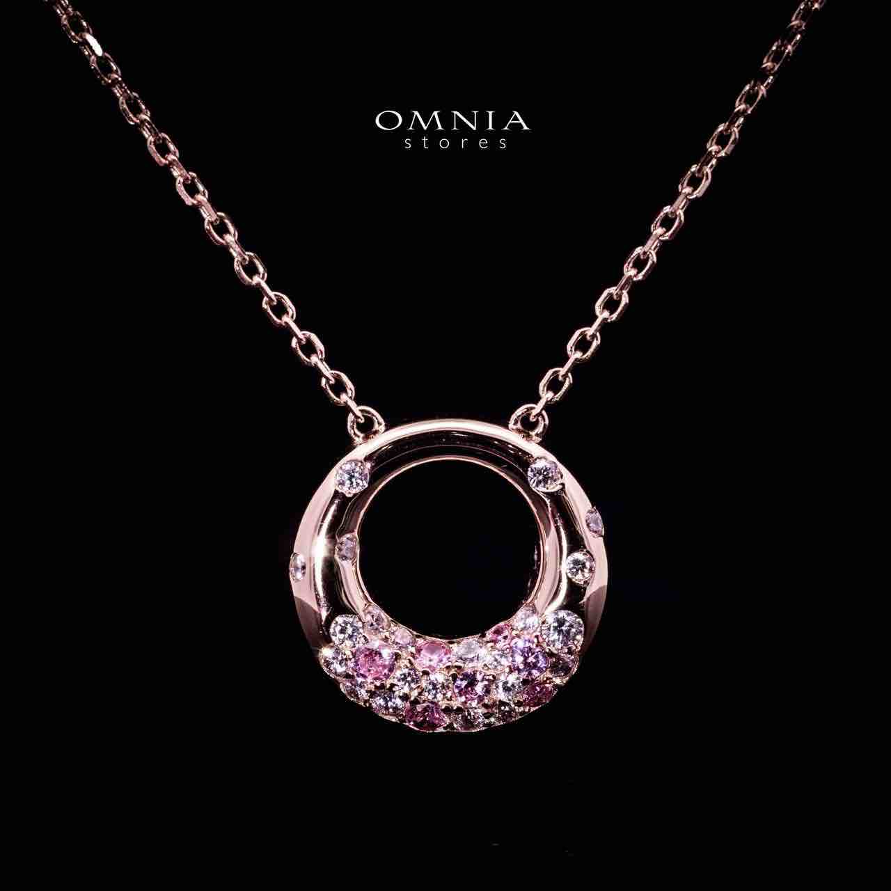Omnia Asah Rose Gold Peandant Necklace In 925 Silver High Quality Certified Lab Crafted White and Pink Stones