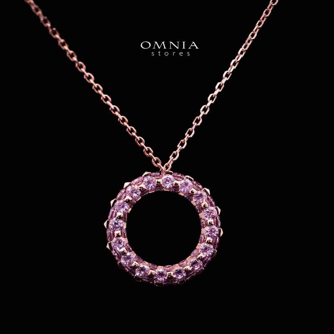 Omnia Maisa Rose Gold Pendant Necklace In 925 Silver High Quality Certified Lab Crafted Pink Stones - OMNIASTORES UAE