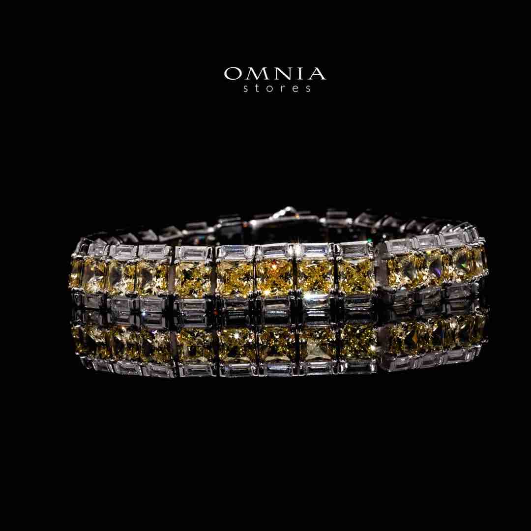 Omnia Dhuha Yellow Silver bracelet in 925 Silver with High-Quality Simulated Diamonds - OMNIASTORES UAE
