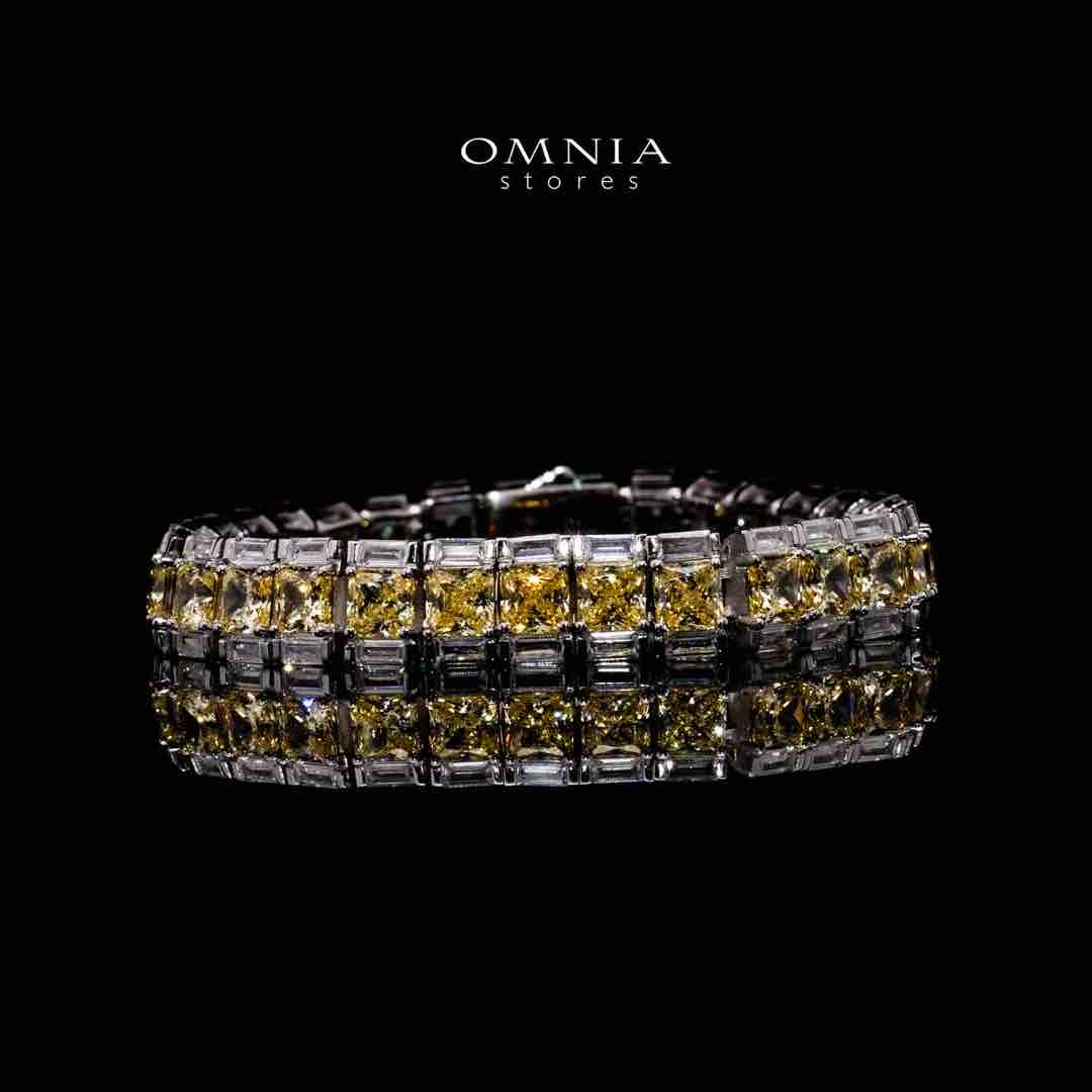 Omnia Dhuha Yellow Silver bracelet in 925 Silver with High-Quality Simulated Diamonds - OMNIASTORES UAE