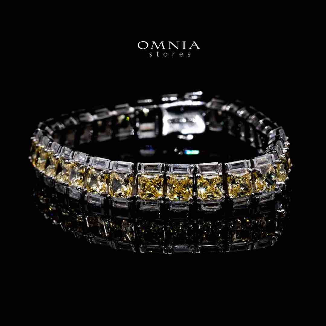 Omnia Dhuha Yellow Silver bracelet in 925 Silver with High-Quality Simulated Diamonds - OMNIASTORES UAE