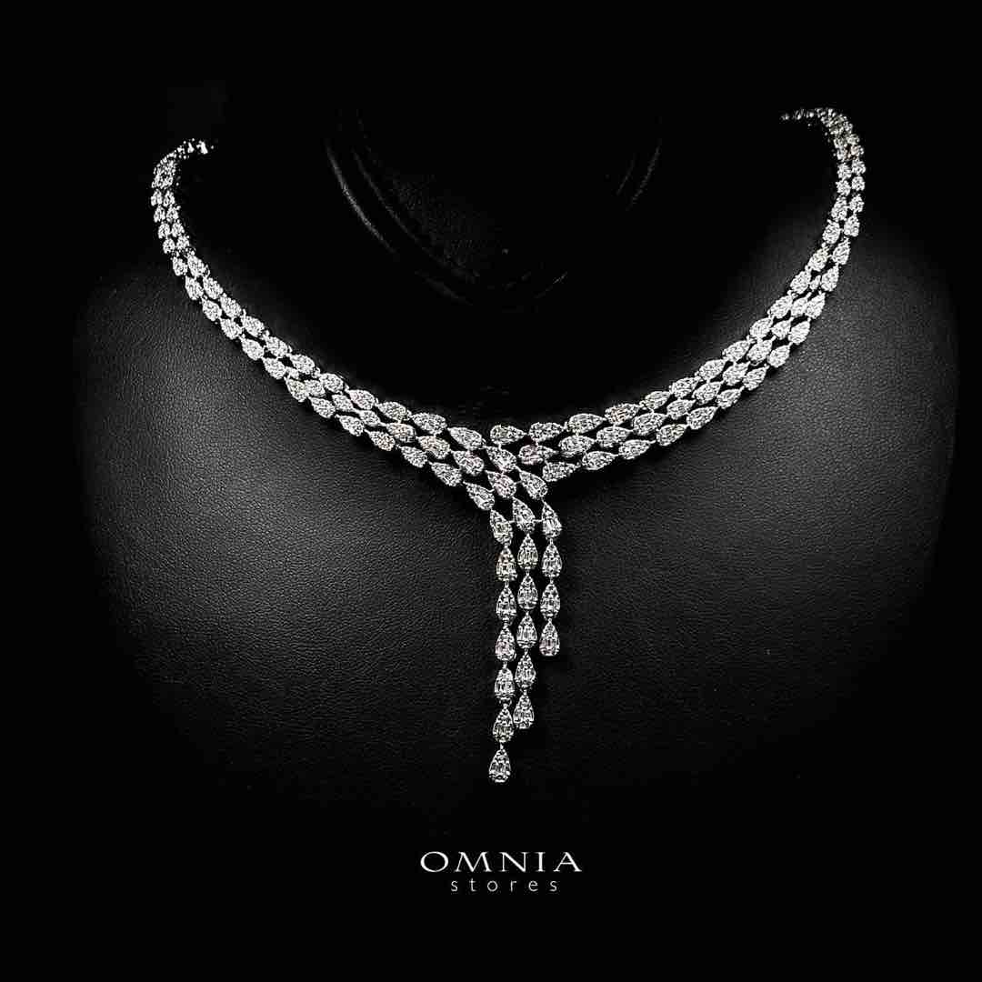 Omnia Nasiha Luxury Bridal White Full Set in High Quality Zircon Stone Rhodium Plated - OMNIASTORES UAE