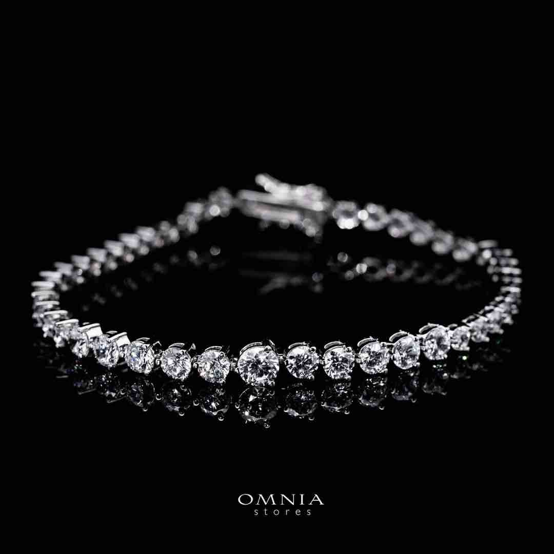 Omnia Nafeesa White Tennis Necklace, Earrings and Bracelet Set in 925 Silver with High Quality Simulated Diamonds