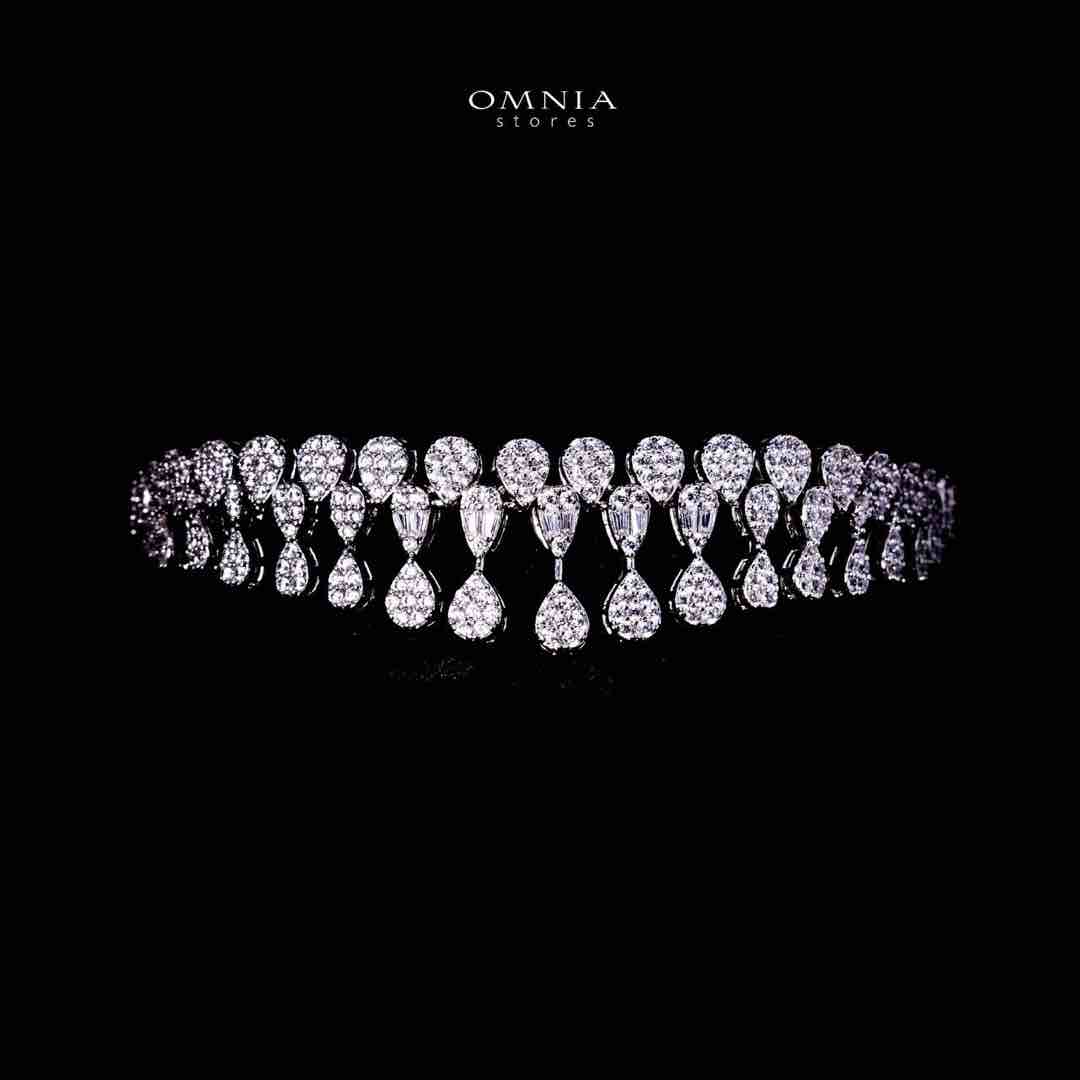 Omnia Samara Luxury White Bridal Full Set in High Quality Zircon Stone Rhodium Plated