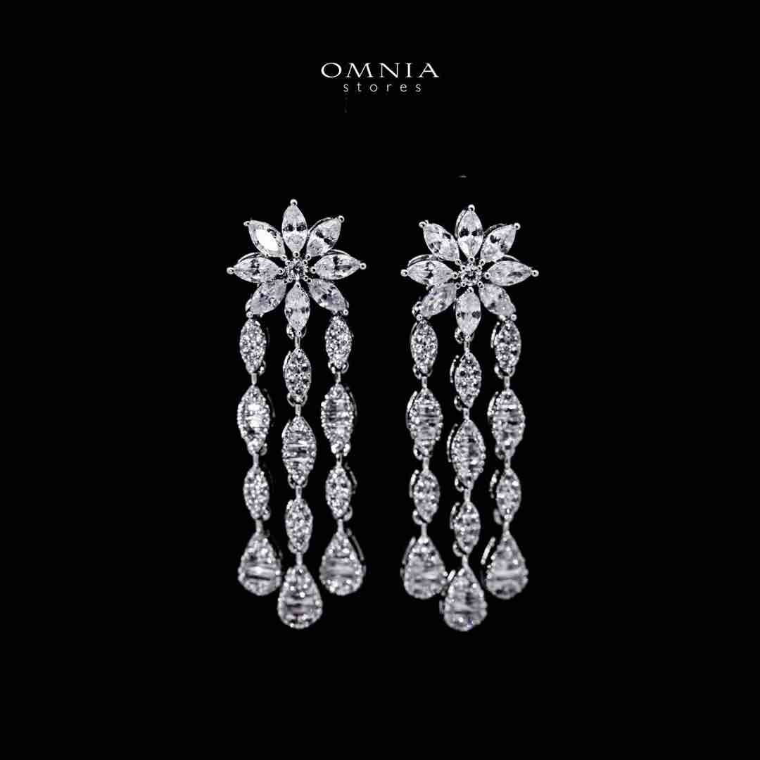Omnia Zariah Luxury White Necklace, Earrings and Ring Set in High Quality Zircon Stone Rhodium Plated