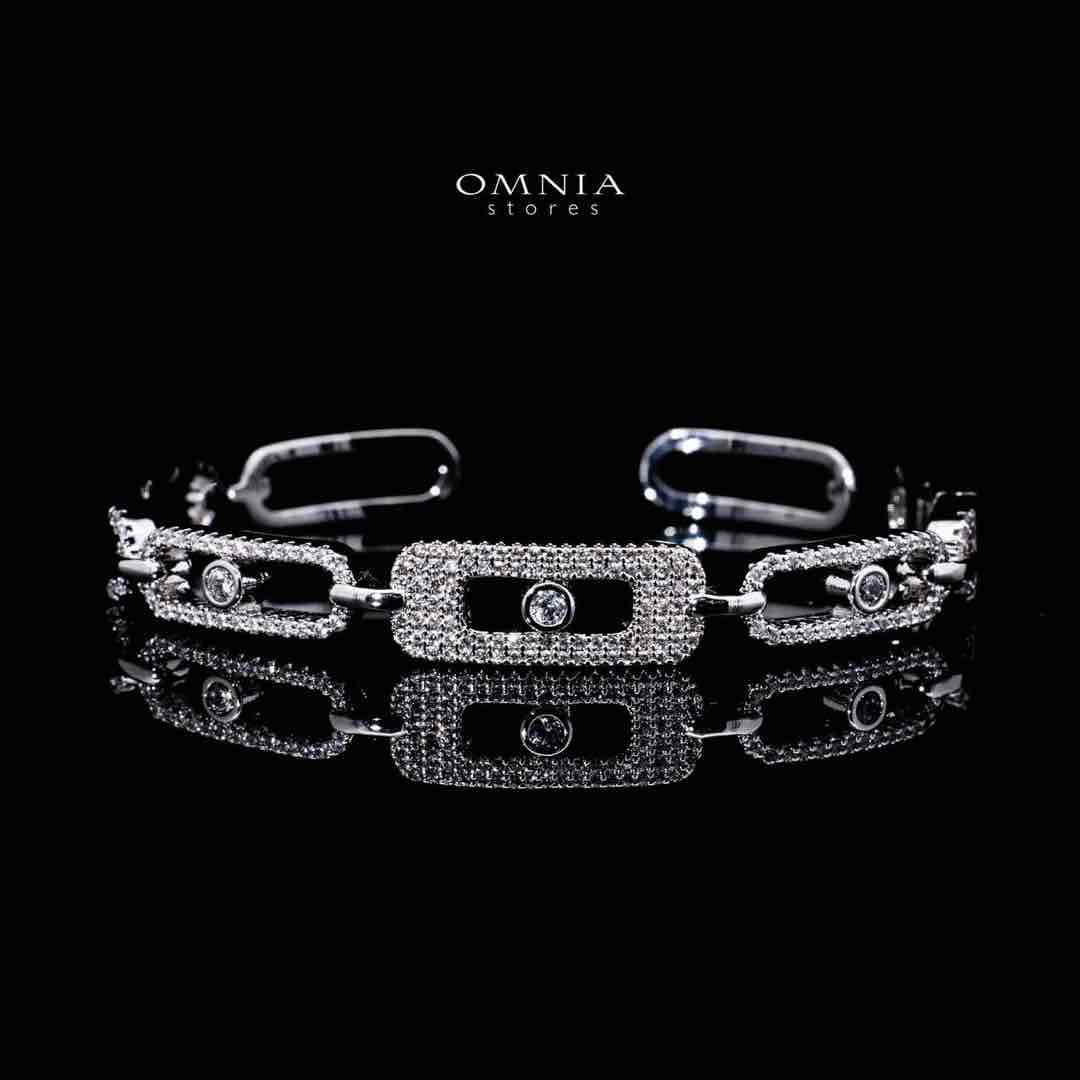 Omnia Amayah Luxury White Bracelet & RIng Set in High Quality Zircon Stone Rhodium Plated