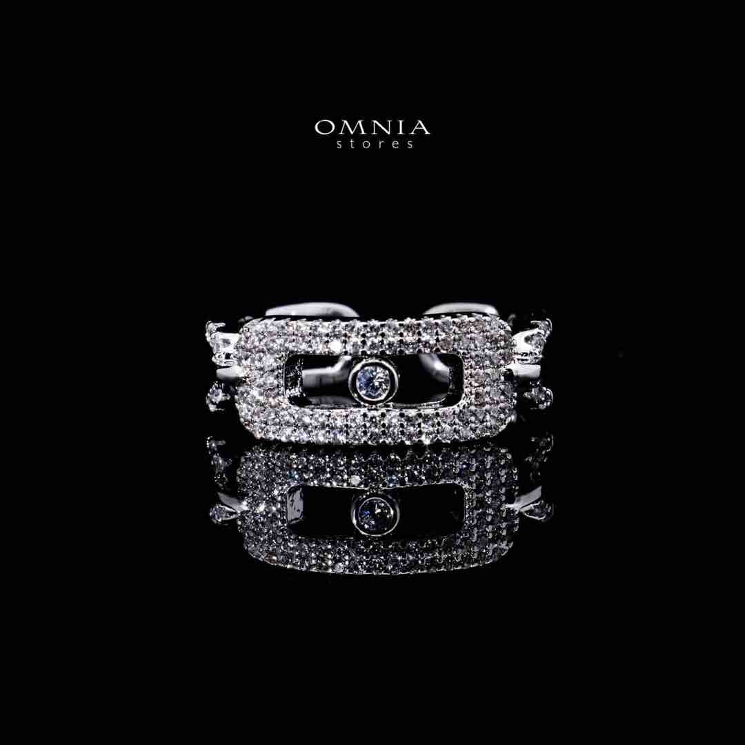 Omnia Amayah Luxury White Bracelet & RIng Set in High Quality Zircon Stone Rhodium Plated