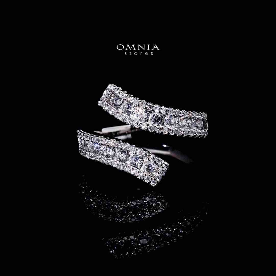Omnia Aleia Luxury White Bracelet & RIng Set in High Quality Zircon Stone Rhodium Plated