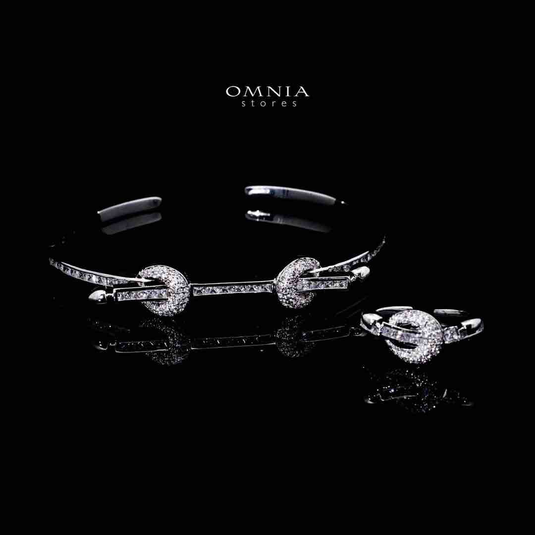 Omnia Zayla Luxury White Bracelet & RIng Set in High Quality Zircon Stone Rhodium Plated