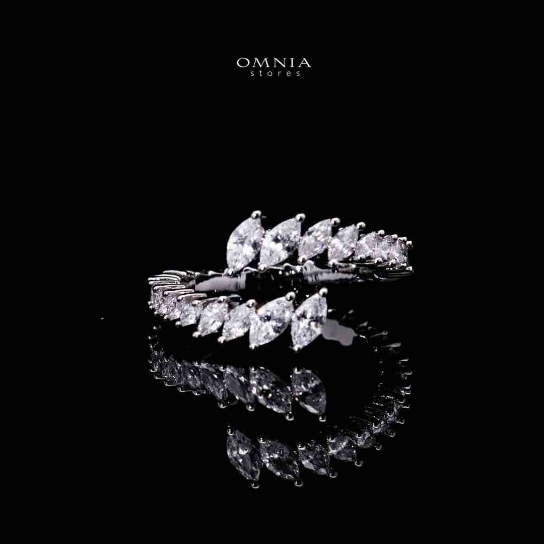 Omnia Ehan Luxury White Bracelet & RIng Set in High Quality Zircon Stone Rhodium Plated