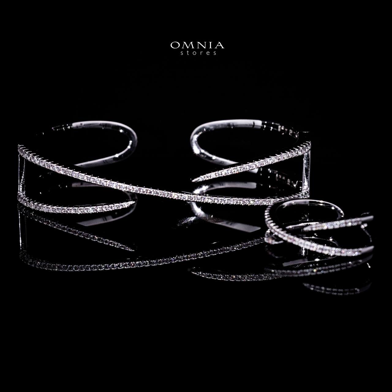 Omnia Zaniyah Luxury White Bracelet & RIng Set in High Quality Zircon Stone Rhodium Plated