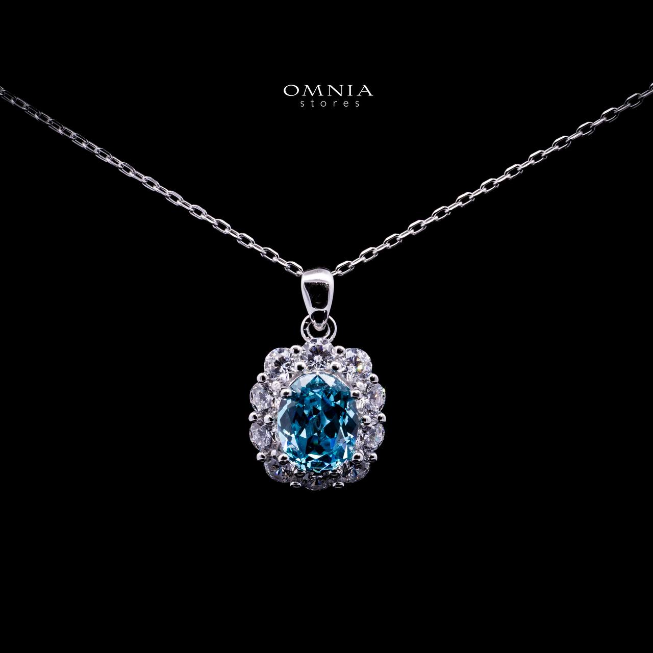 Omnia Mashael Sky Blue Necklace 925 Silver in High Quality Simulated Diamonds