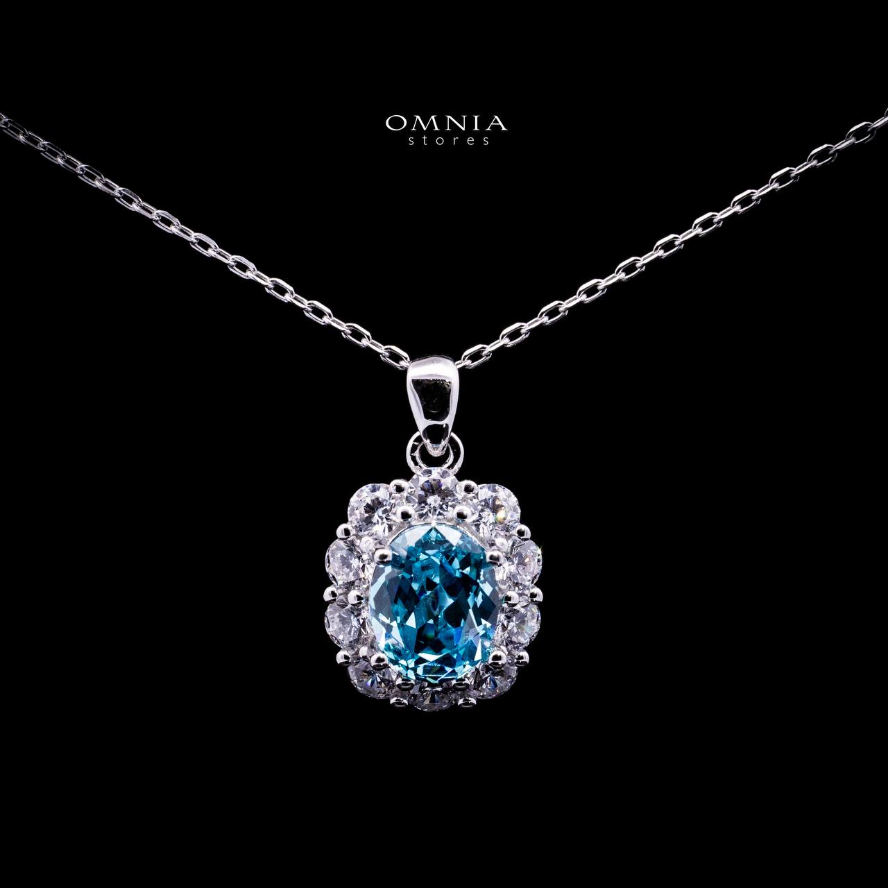 Omnia Mashael Sky Blue Necklace 925 Silver in High Quality Simulated Diamonds