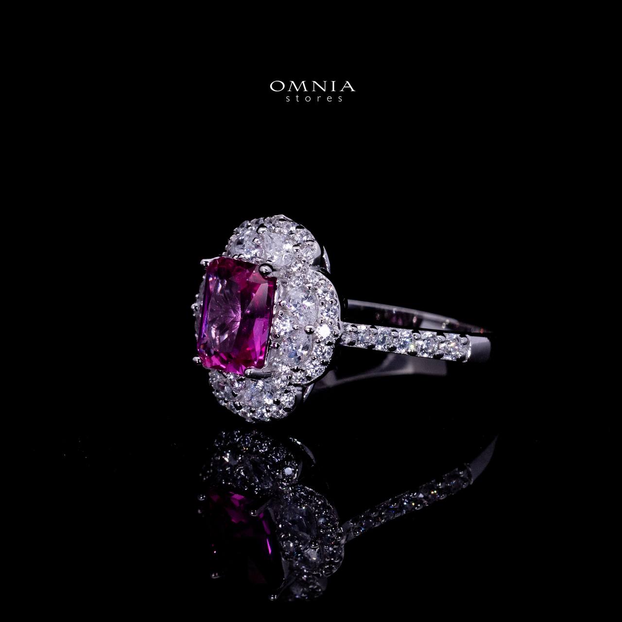 Omnia Raeya Purple Silver Ring in 925 Silver with High Quality Simulated Diamonds