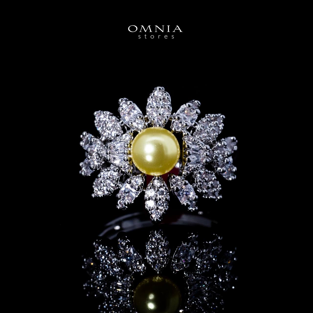 Omnia Shaika White in Golden Pearl Luxury Bridal Full Set in High Quality Zircon Stone Rhodium Plated