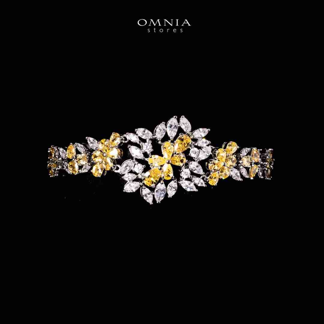 Omnia Nourah Yellow Luxury Bridal Full Set in High Quality Zircon Stone in Rhodium Plated - OMNIASTORES UAE
