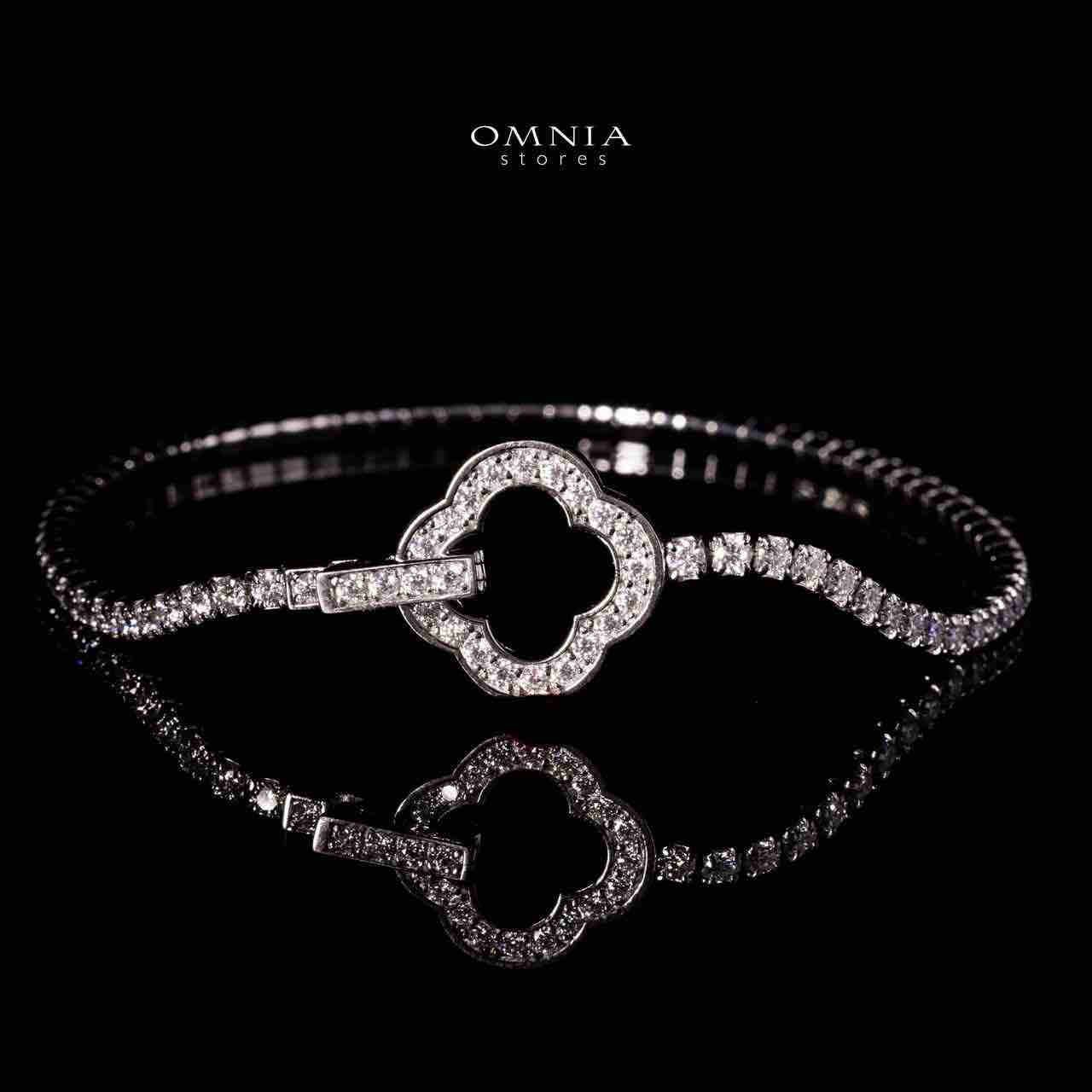 Omnia Emma White Silver Bracelet in 925 Silver with High-Quality Moissanite Stones
