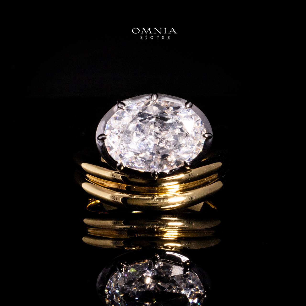 Omnia Aayra Gold Ring In 925 Silver With High Quality Lab Crafted Stones