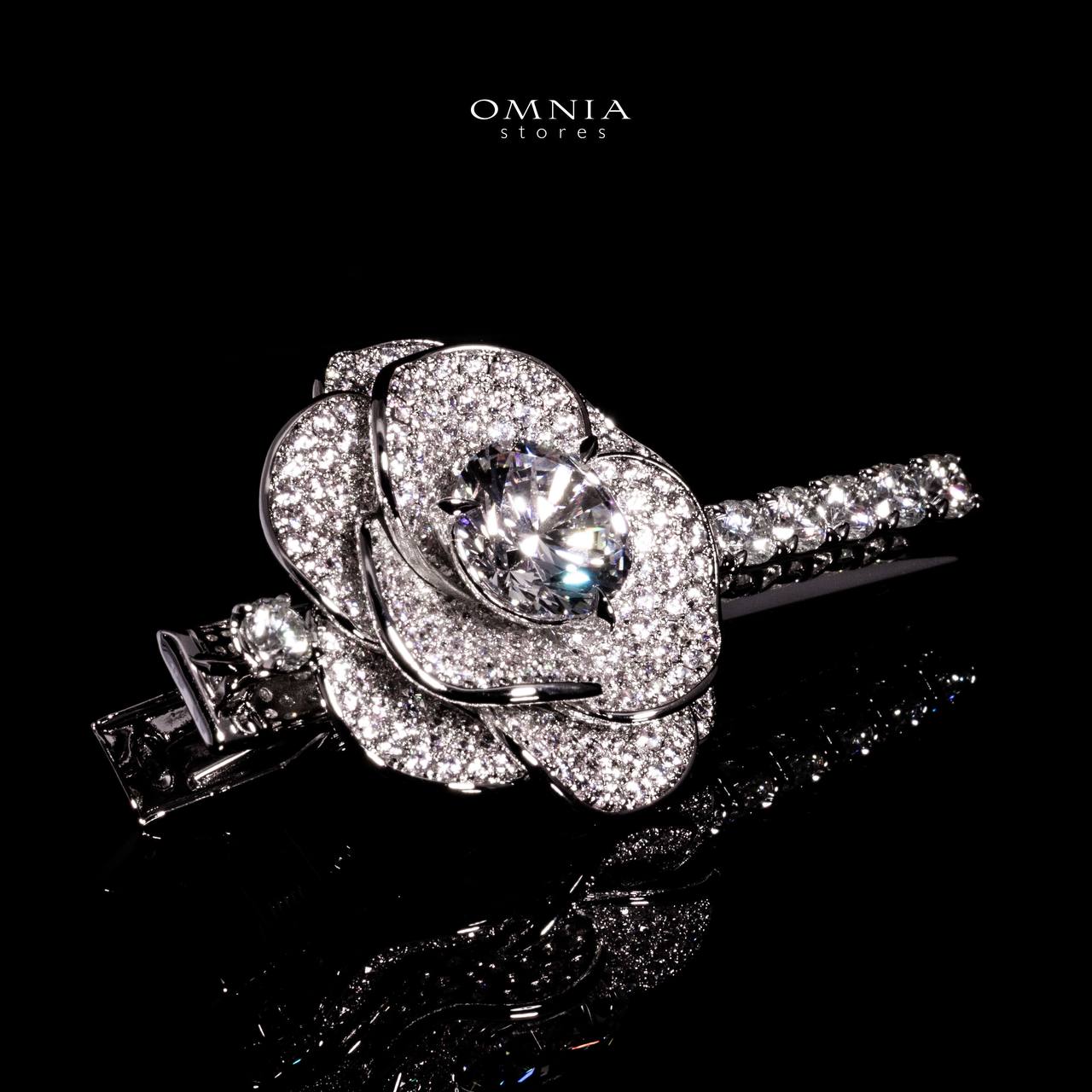 Omnia Kalilah White Flower Hair Clip In 925 Silver With High Quality Lab Crafted Stones