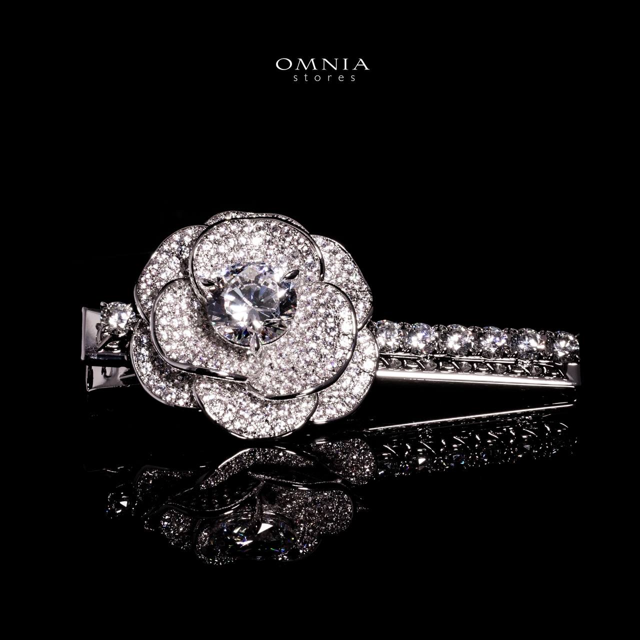 Omnia Kalilah White Flower Hair Clip In 925 Silver With High Quality Lab Crafted Stones