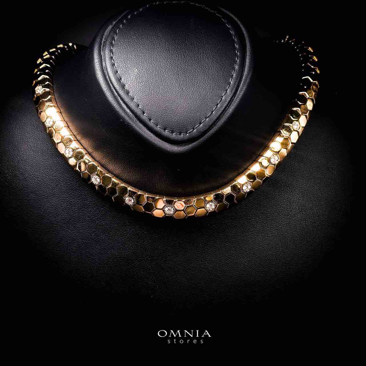 Omnia Aleeza Rose Gold Necklace With High Quality Lab Crafted Stones In 925 Silver