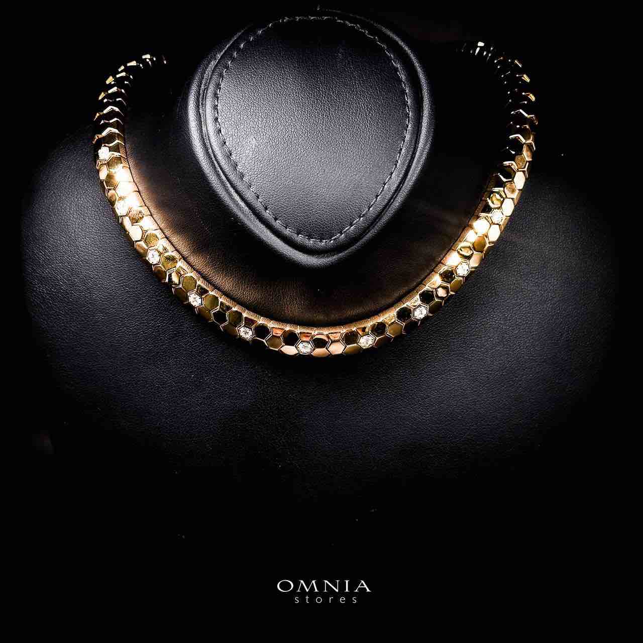 Omnia Aleeza Rose Gold Necklace With High Quality Lab Crafted Stones In 925 Silver