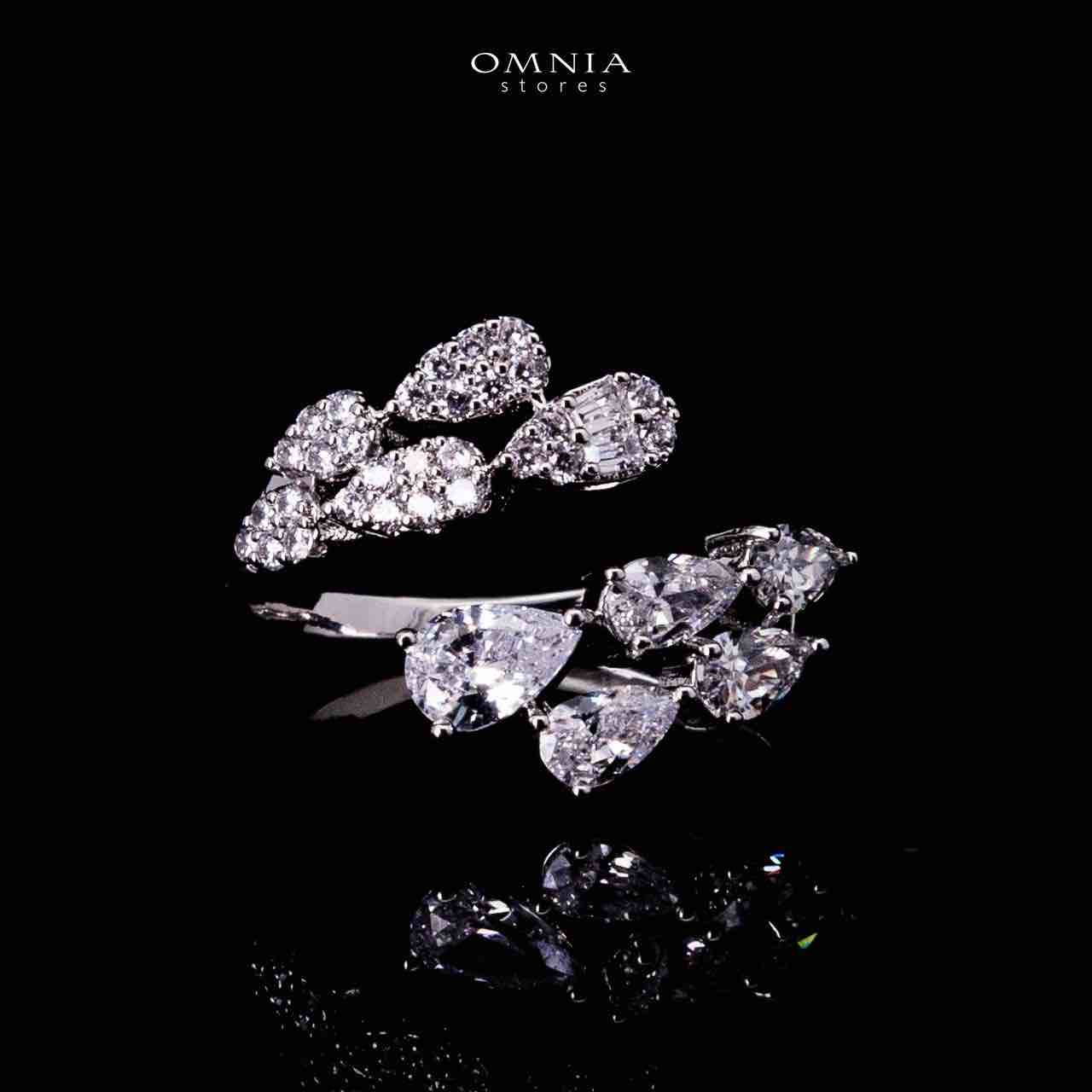طقم زفاف فاخر من أومنيا أمراه باللون الأبيض، مرصع بأحجار الزركون عالية الجودة ومطلي بالروديوم.