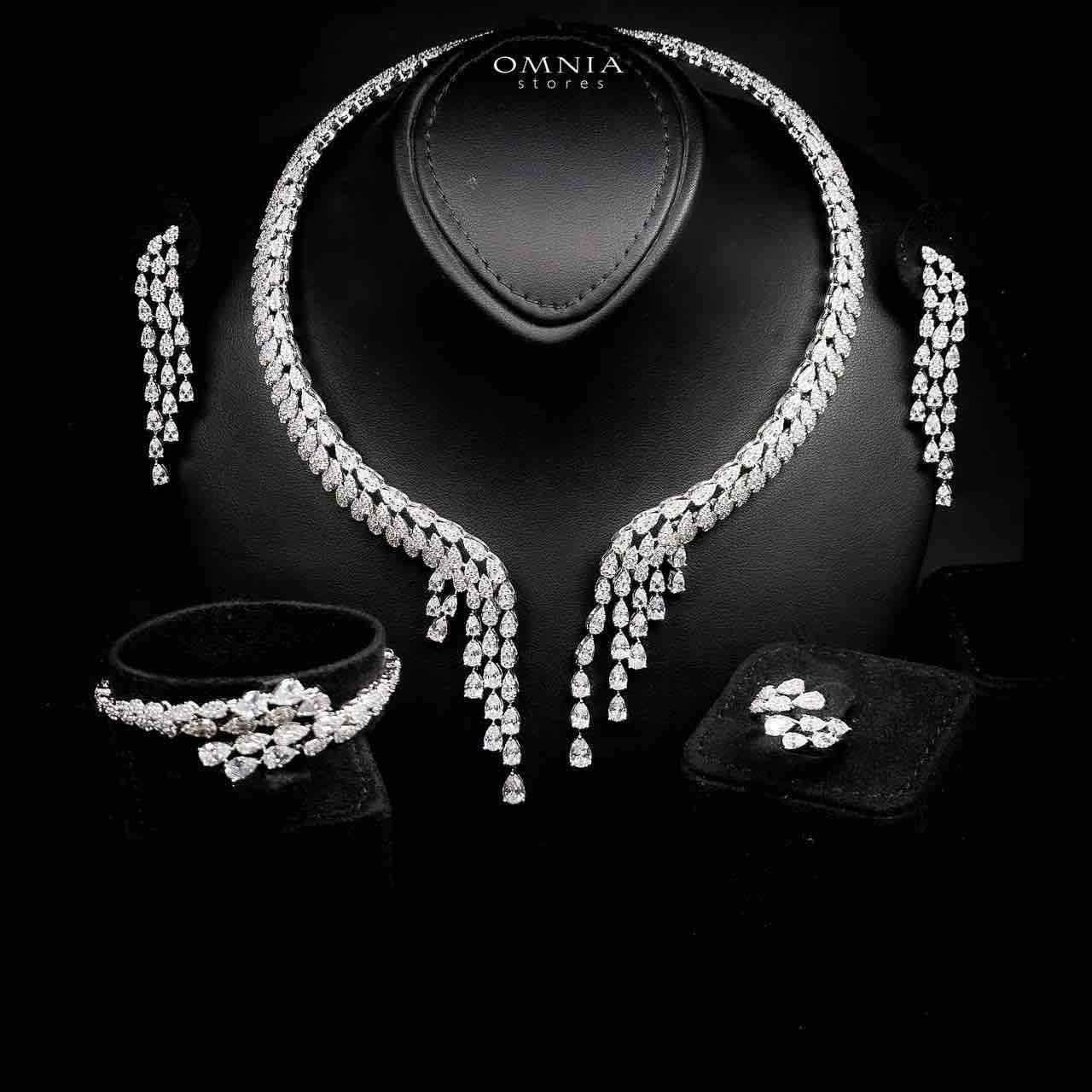 Omnia Senna Luxury Bridal White Full Set in High Quality Zircon Stone Rhodium Plated