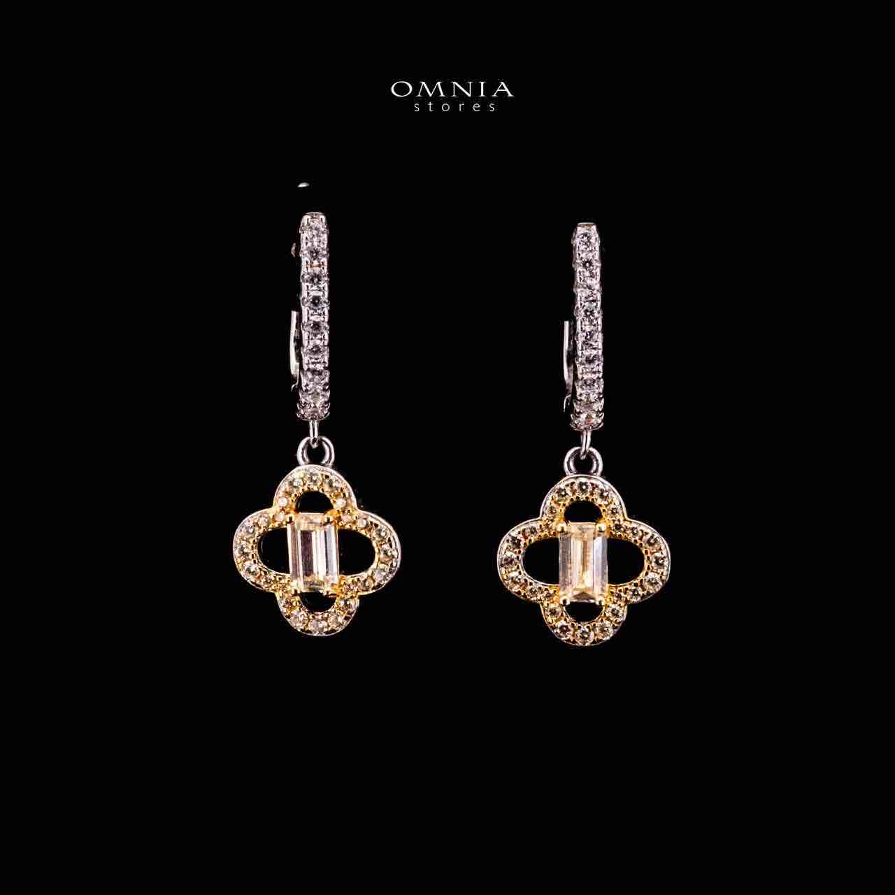 Omnia Amna Gold and White Necklace, Bracelet and Earrings Set in 92.5 Silver High Quality Simulated diamonds