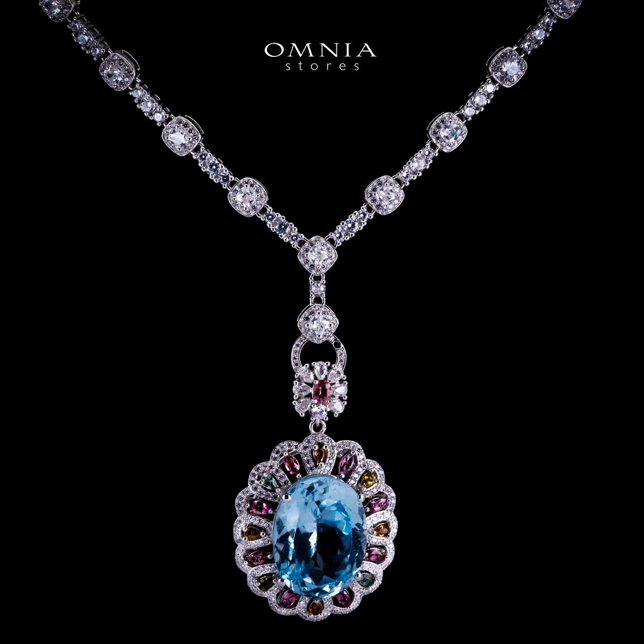 Omnia Laila Necklace in 92.5 Silver High Quality Topaz Stone