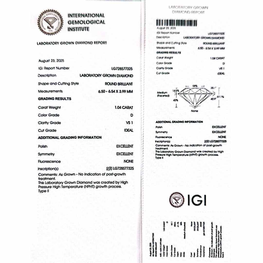 Omnia Samiah White Ring 925 Silver High Quality IGI Certifited High Quality Lab Grown Stones 1.00ct