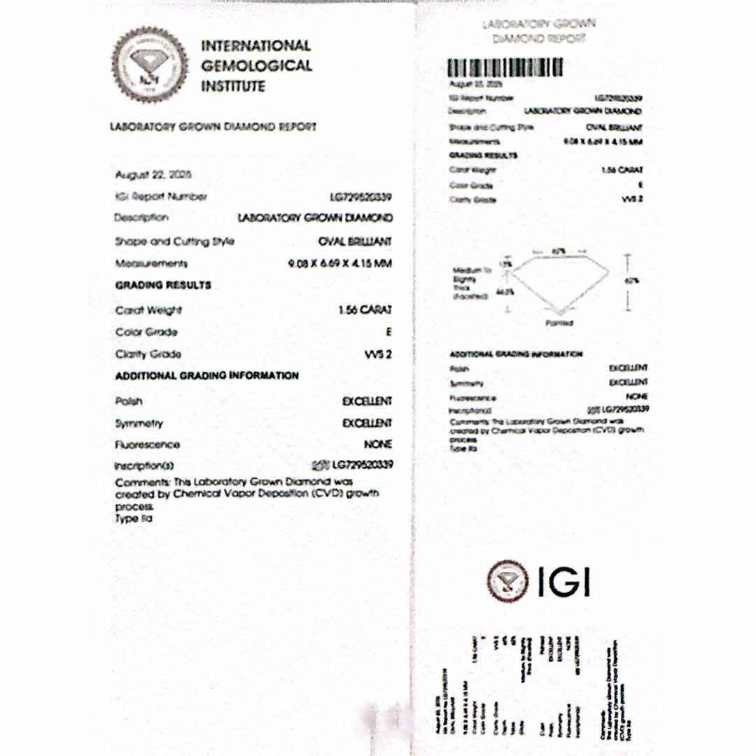 Omnia Neila White Ring 925 Silver High Quality IGI Certifited High Quality Lab Grown Stones 1.5ct