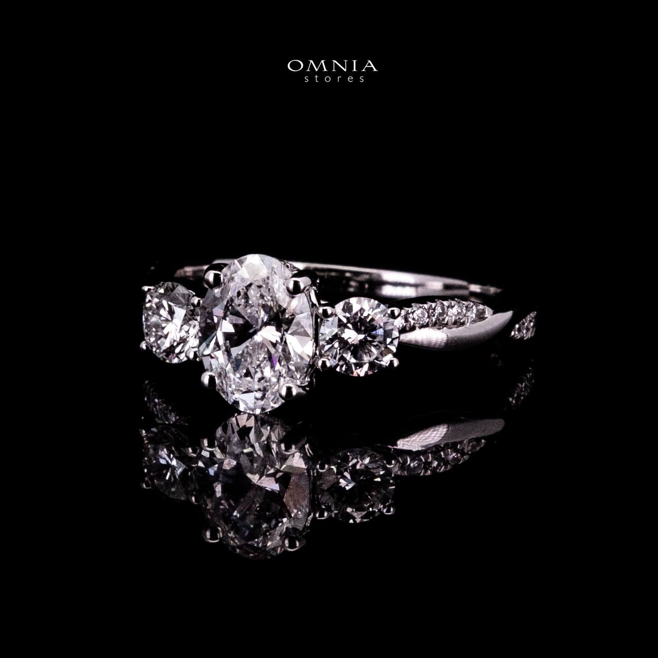 Omnia Jamyla White Ring With High Quality IGI Certifited High Quality Lab Grown Stones 1.00ct In 925 Silver