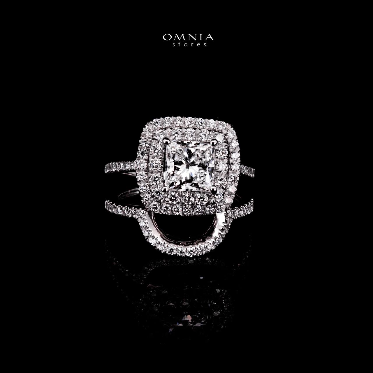 Omnia Siham White Ring 925 Silver High Quality IGI Certifited High Quality Lab Grown Stones 1.50ct