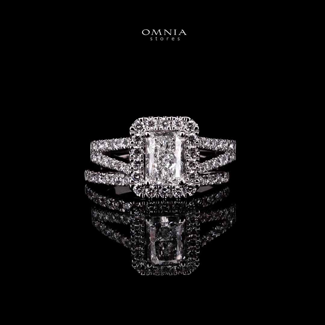Omnia Siham White Ring 925 Silver High Quality IGI Certifited High Quality Lab Grown Stones 1.00ct