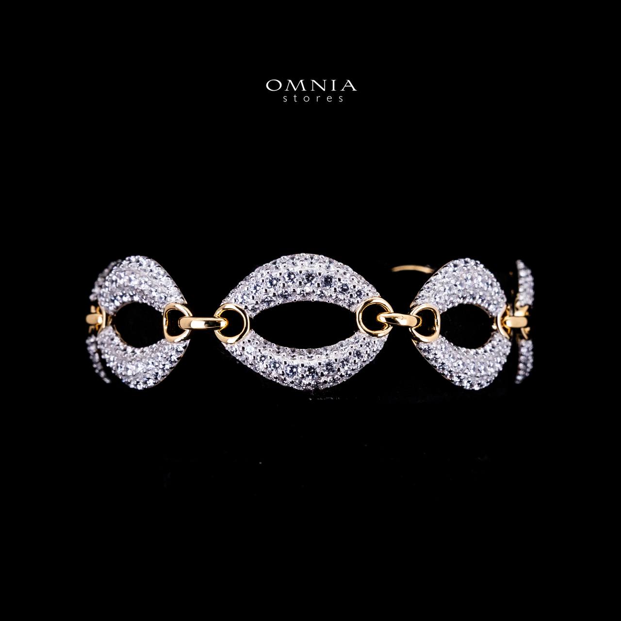 Omnia Sidrah White and Gold Bracelet in 925 Silver High Quality Simulated diamonds