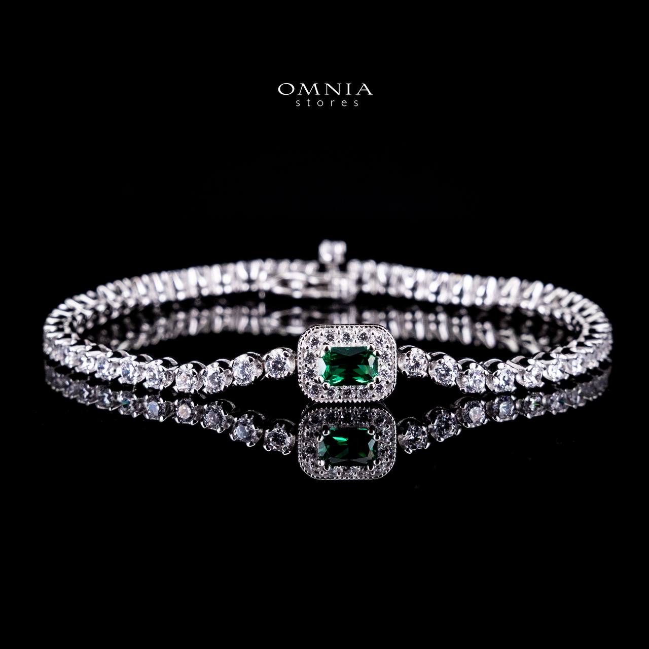 Omnia Zyrah Green Silver Bracelet in 925 Silver High Quality Simulated Diamonds