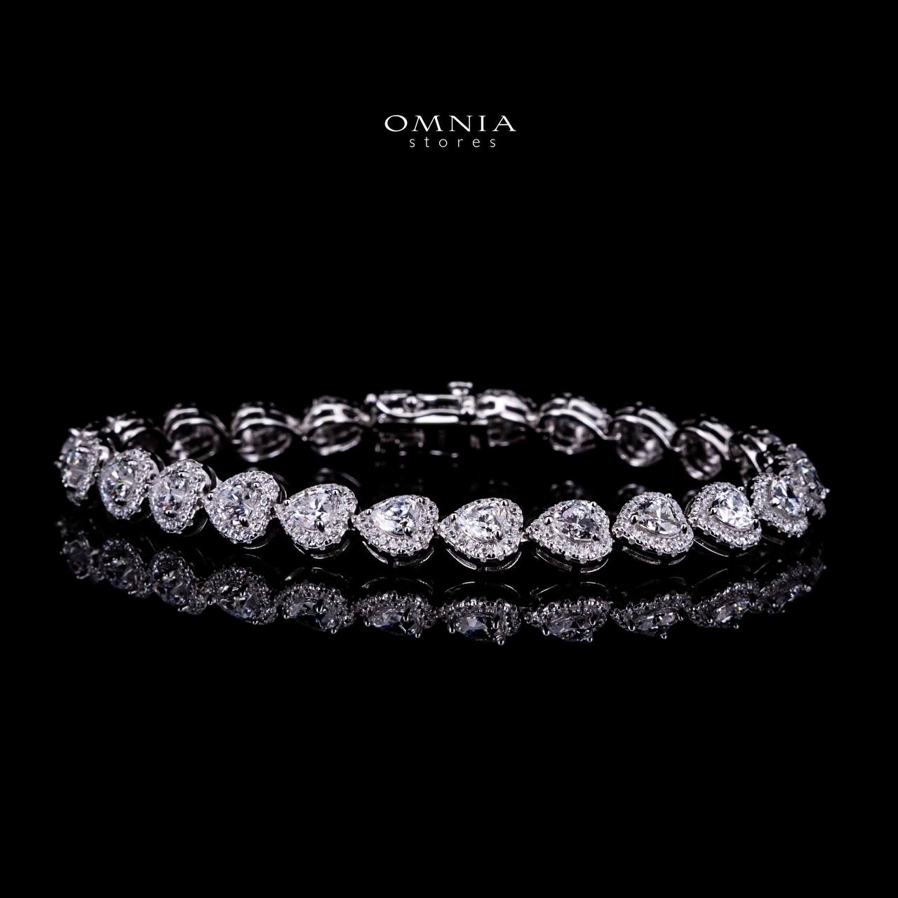 Omnia Ayeza Heart Silver Bracelet in 925 Silver High Quality Simulated Diamonds